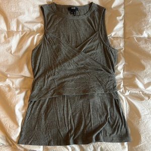 Grey Paige Ribbed Tank W/ Tie
